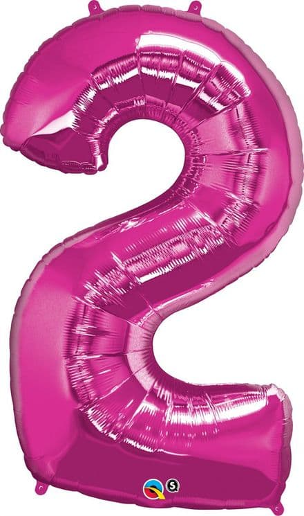 Number 2 Pink Super Shape Number Foil Balloon