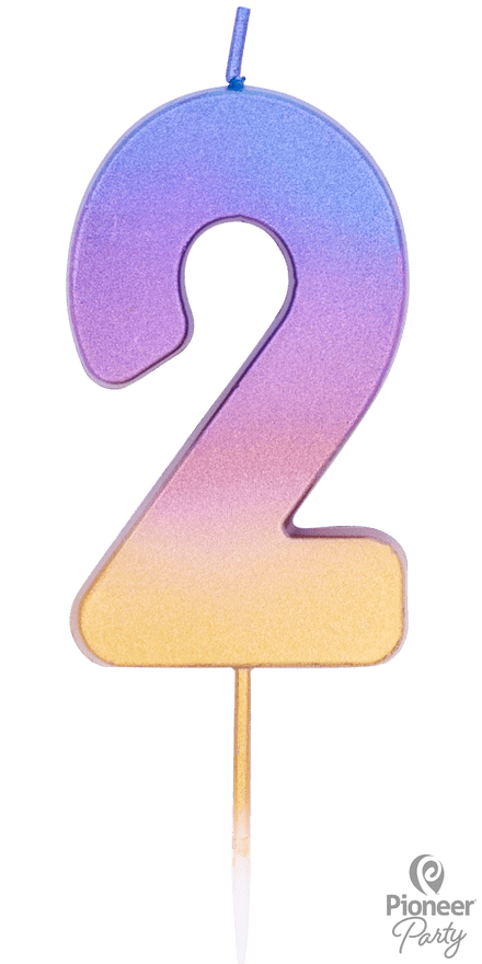 Number 2 Rainbow Ombre Candle