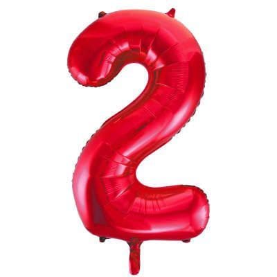 Number 2 Red Super Shape Number Foil Balloon