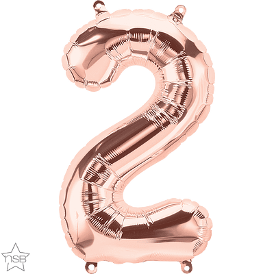 Number 2 Rose Gold Mini Air-Fill Foil Balloon