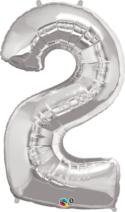 Number 2 Silver Super Shape Number Foil Balloon
