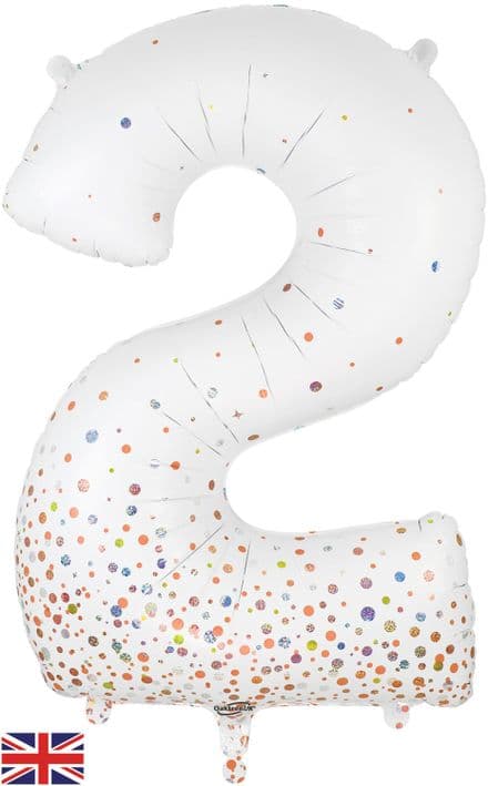 Number 2 White & Rose Gold Super Shape Number Foil Balloon