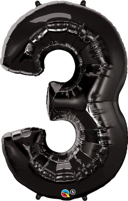 Number 3 Black Super Shape Number Foil Balloon
