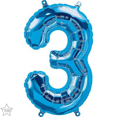 Number 3 Blue Mini Air-Fill Foil Balloon