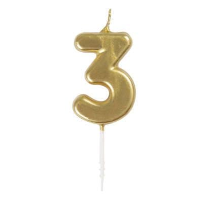 Number 3 Gold Candle