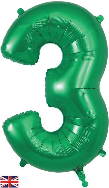 Number 3 Green Super Shape Number Foil Balloon