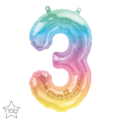 Number 3 Jelli Ombre Mini Air-Fill Foil Balloon