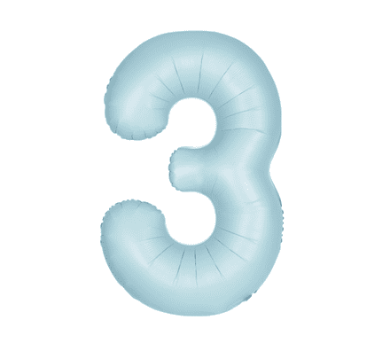 Number 3 Matte Blue Super Shape Number Foil Balloon