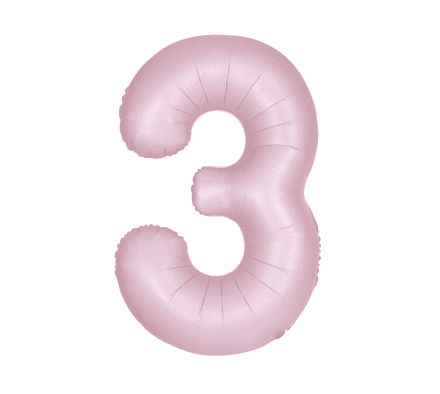Number 3 Matte Pink Super Shape Number Foil Balloon