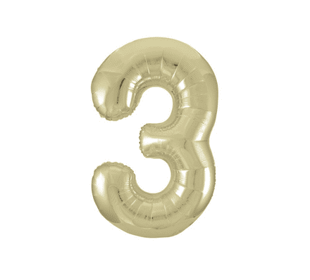 Number 3 Old Gold Super Shape Number Foil Balloon