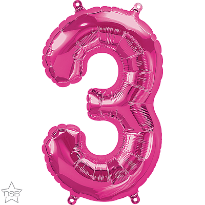 Number 3 Pink Mini Air-Fill Foil Balloon