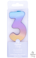 Number 3 Rainbow Ombre Candle