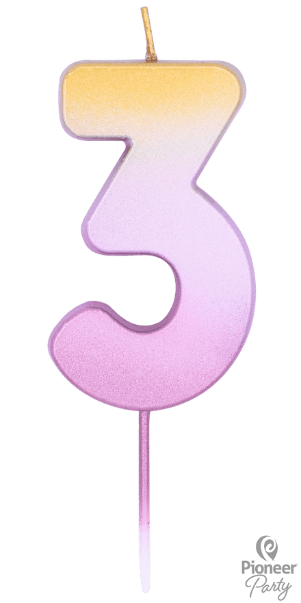 Number 3 Rose Gold Ombre Candle