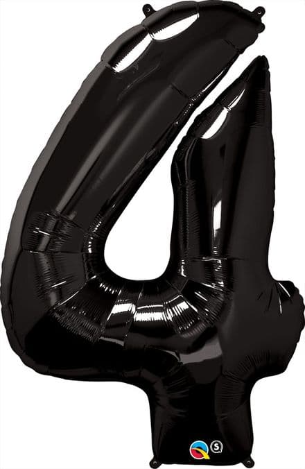 Number 4 Black Super Shape Number Foil Balloon