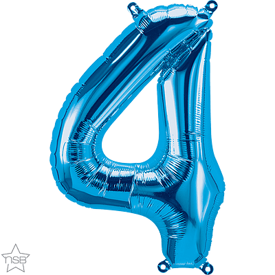 Number 4  Blue Mini Air-Fill Foil Balloon