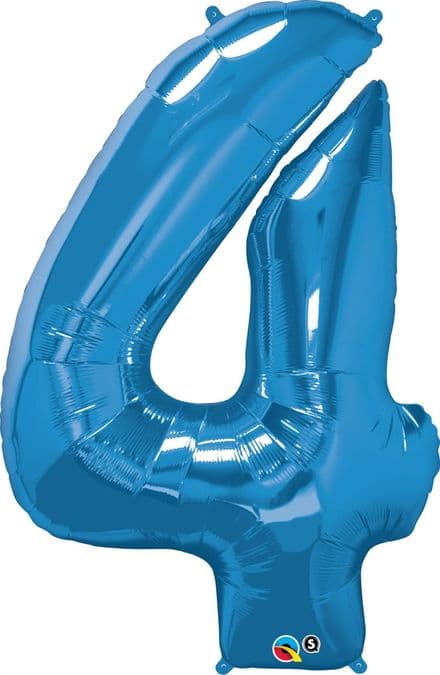 Number 4 Blue Super Shape Number Foil Balloon