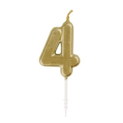 Number 4 Gold Candle