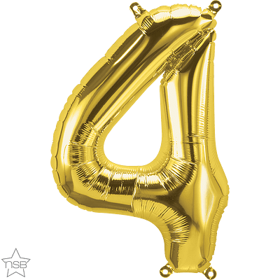Number 4 Gold Mini Air-Fill Foil Balloon