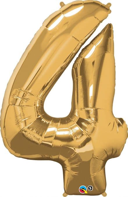 Number 4 Gold Super Shape Number Foil Balloon
