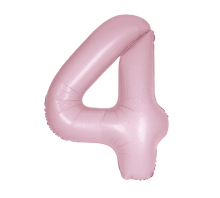 Number 4 Matte Pink Super Shape Number Foil Balloon