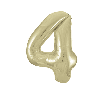 Number 4 Old Gold Super Shape Number Foil Balloon