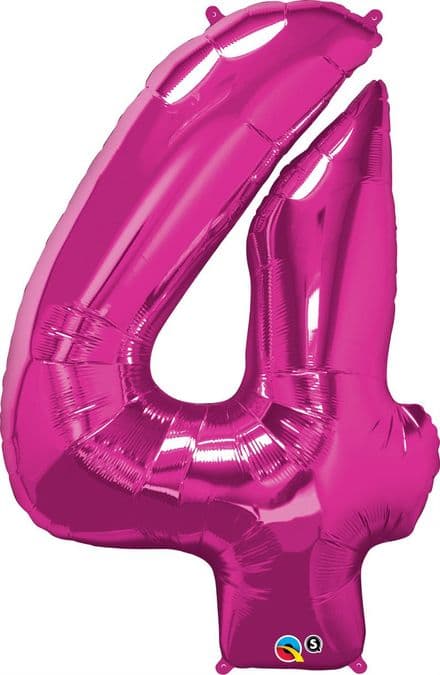 Number 4 Pink Super Shape Number Foil Balloon