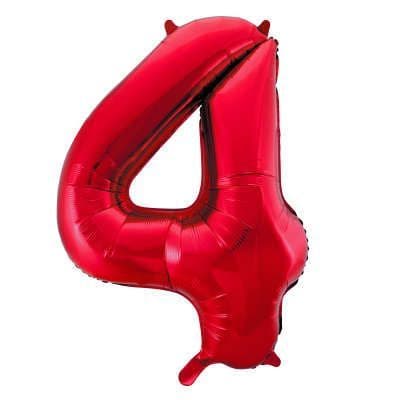 Number 4 Red Super Shape Number Foil Balloon