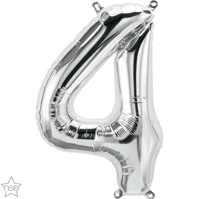 Number 4 Silver Mini Air-Fill Foil Balloon