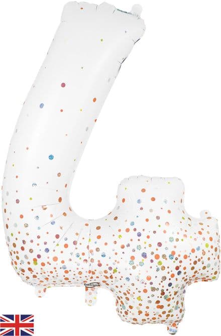 Number 4 White & Rose Gold Super Shape Number Foil Balloon