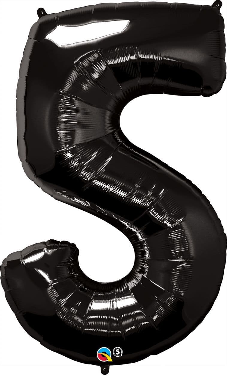 Number 5 Black Super Shape Number Foil Balloon