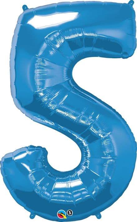 Number 5 Blue Super Shape Number Foil Balloon