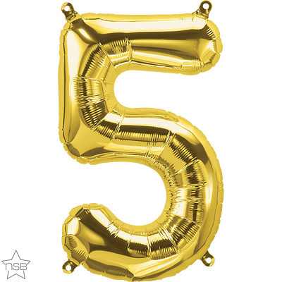 Number 5 Gold Mini Air-Fill Foil Balloon