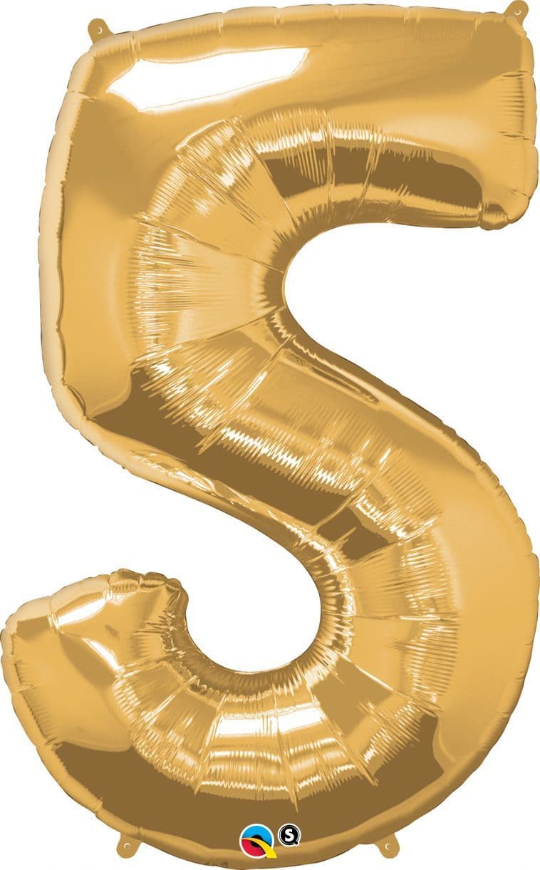 Number 5 Gold Super Shape Number Foil Balloon