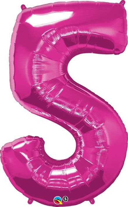 Number 5 Pink Super Shape Number Foil Balloon