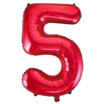Number 5 Red Super Shape Number Foil Balloon