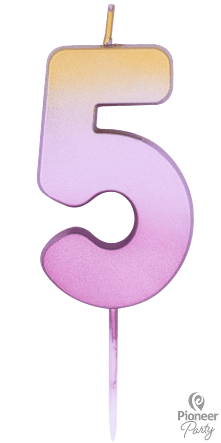 Number 5 Rose Gold Ombre Candle