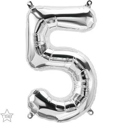 Number 5 Silver Mini Air-Fill Foil Balloon