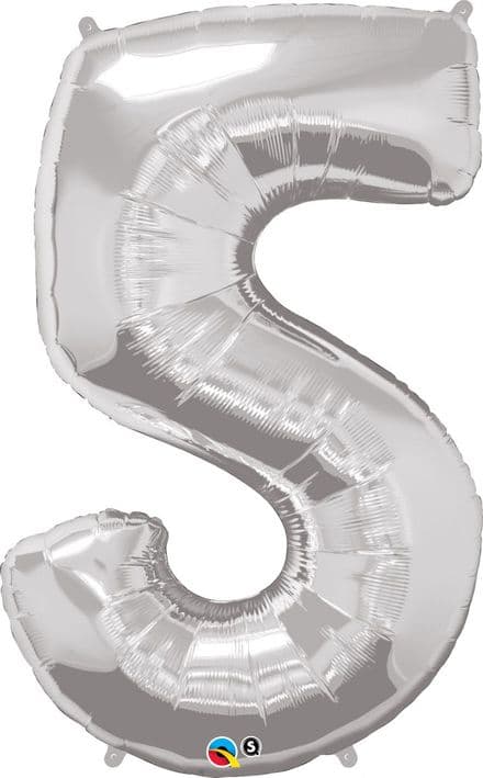 Number 5 Silver Super Shape Number Foil Balloon