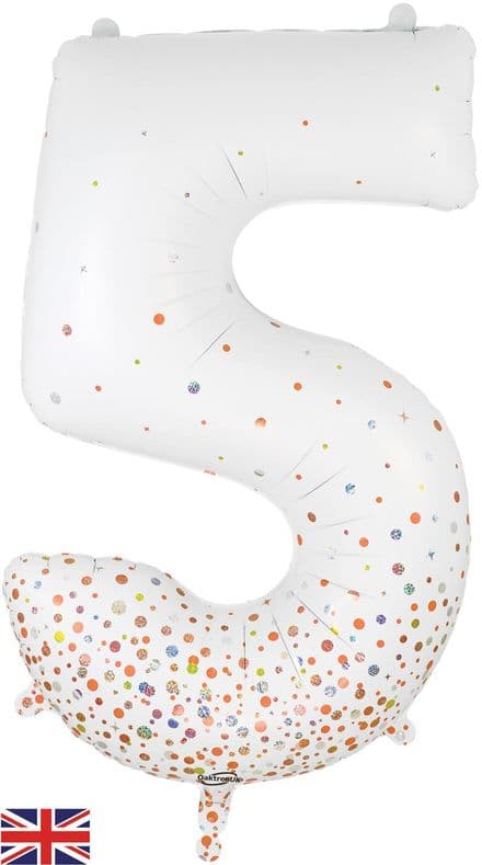 Number 5 White & Rose Gold Super Shape Number Foil Balloon