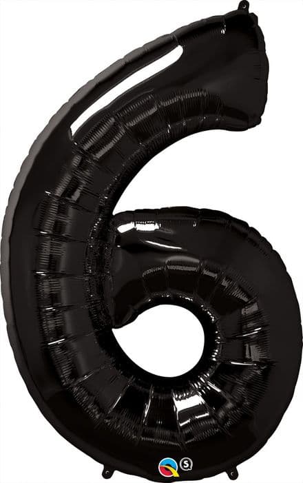 Number 6 Black Super Shape Number Foil Balloon