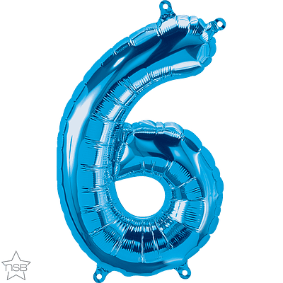 Number 6 Blue Mini Air-Fill Foil Balloon