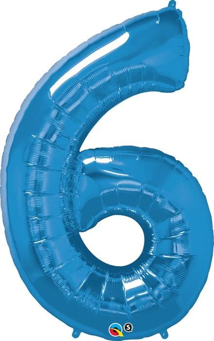Number 6 Blue Super Shape Number Foil Balloon