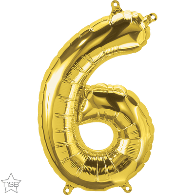 Number 6 Gold Mini Air-Fill Foil Balloon