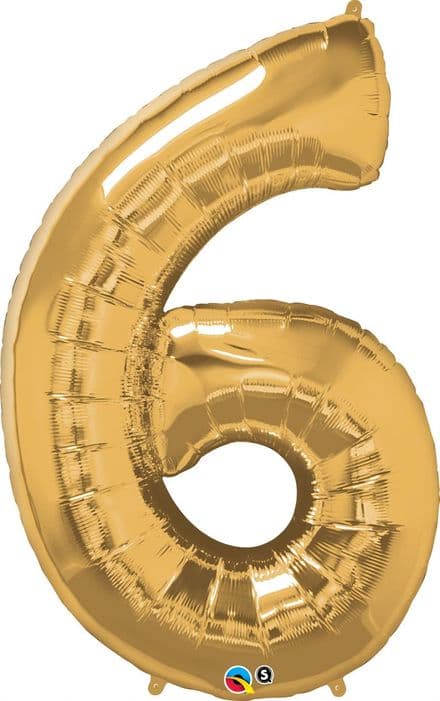Number 6 Gold Super Shape Number Foil Balloon