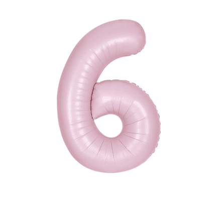 Number 6 Matte Pink Super Shape Number Foil Balloon