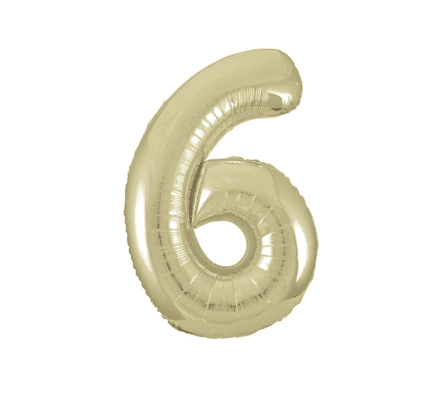 Number 6 Old Gold Super Shape Number Foil Balloon