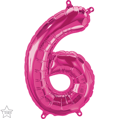 Number 6 Pink Mini Air-Fill Foil Balloon