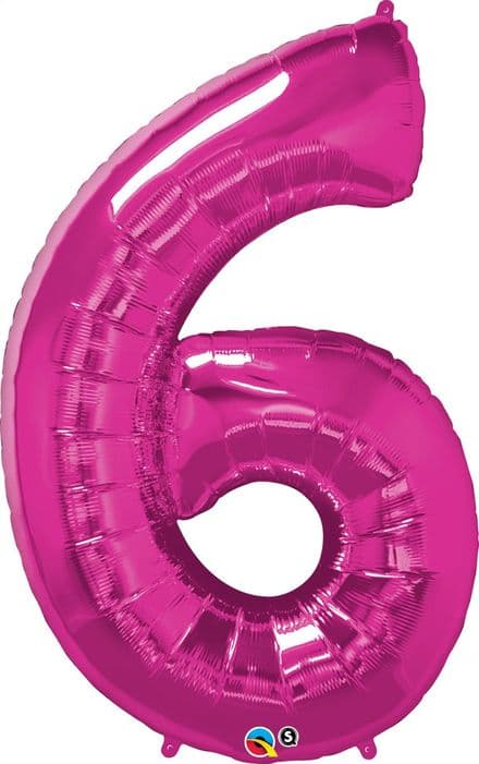 Number 6 Pink Super Shape Number Foil Balloon