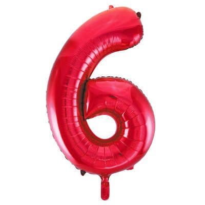 Number 6 Red Super Shape Number Foil Balloon