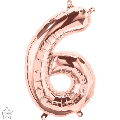 Number 6 Rose Gold Mini Air-Fill Foil Balloon